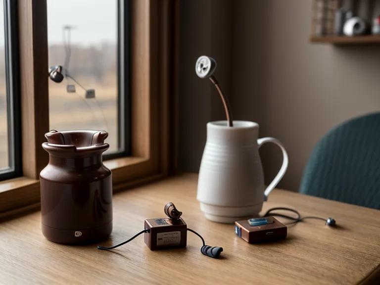 Hearing aid battery and supplement bottle on a wooden side table