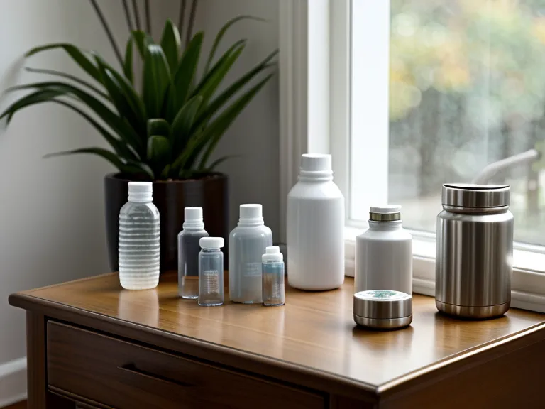 Weekly pill organizer on a wooden table holding two auditory supplements compared side by side for senior wellness